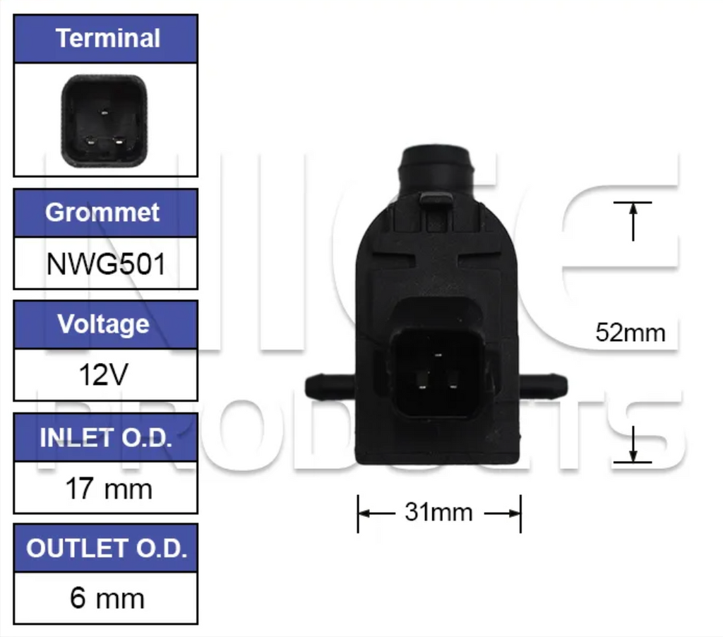 Front Windscreen Washer Pump for Kia Sorento XM (10/09 – 05/15)