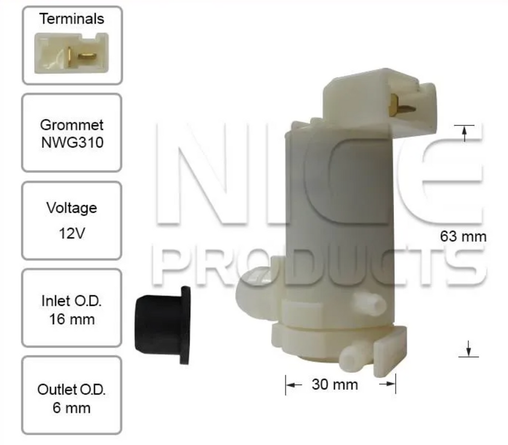 Front Windscreen Washer Pump for Nissan Pathfinder R50 (09/95 – 01/05)
