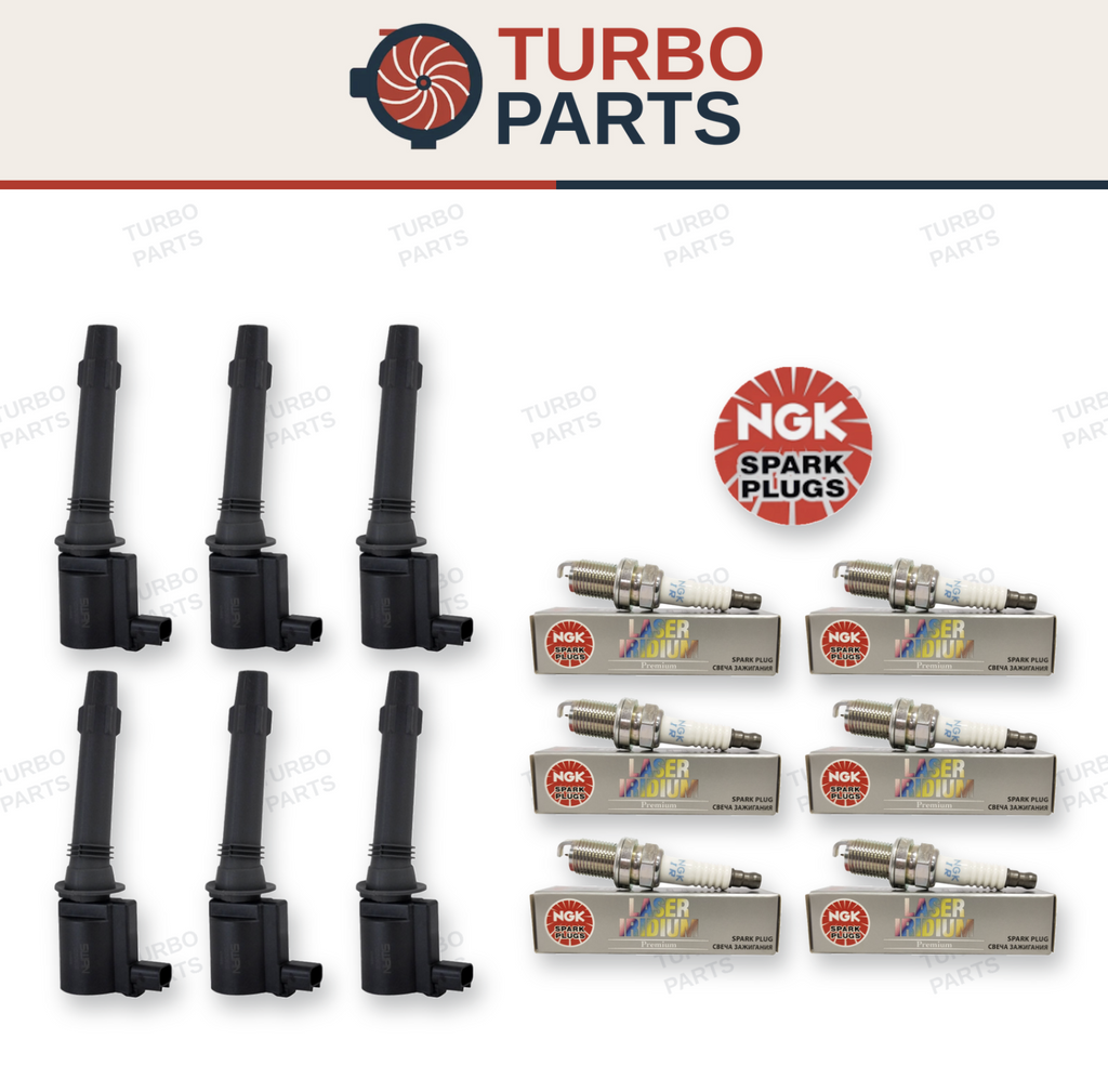  6 x NGK Iridium Spark Plugs & 6 x SWAN Ignition Coils for Ford Falcon BA XR6