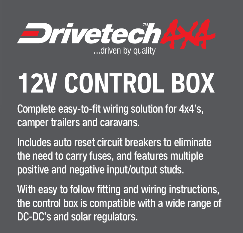 Drivetech 12v Control Box with Rocker Switches Power Sockets - suit Dual Battery
