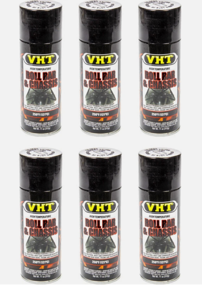 6 x VHT Roll Bar and Chassis Epoxy Paint Gloss Black SP670