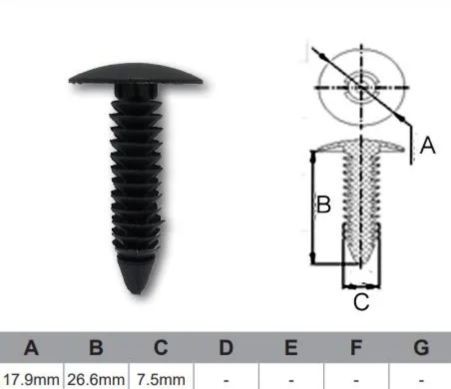 AF464-100 Trim Fasteners – Bag of 100