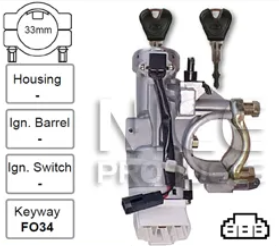 Ignition Lock and Switch for Ford Festiva WB II & III / WD-WF (without airbag)