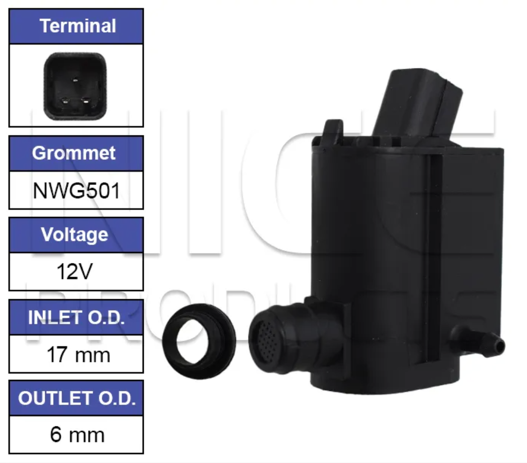 Front Windscreen Washer Pump for Hyundai Accent With Rear Wiper (2000 – 2020)