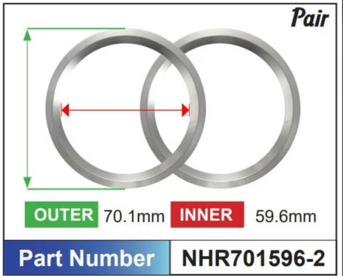 Aluminium Hub Rings (PAIR) 70.1mm