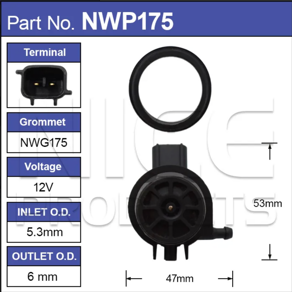 Windscreen Washer Pump for Hilux GGN KUN & Landcruiser 70 200 Series - NWP175