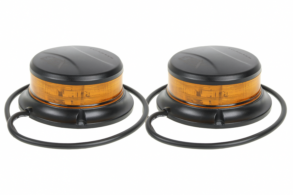 2x OEX LED Amber Beacon Class 1 Multivolt Low Profile Permanent Mount