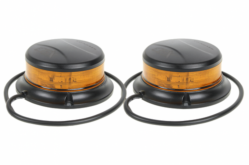 2x OEX LED Amber Beacon Class 1 Multivolt Low Profile Permanent Mount