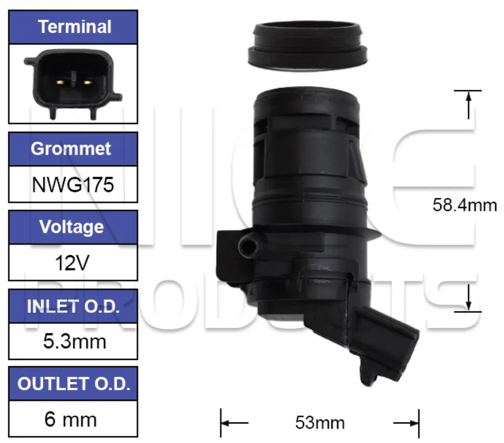 Front Windscreen Washer Pump for Lexus RX350 (01/06 – 11/08)