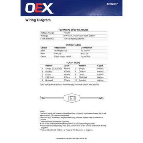 2x OEX LED Amber Beacon Class 1 Multivolt Low Profile Permanent Mount