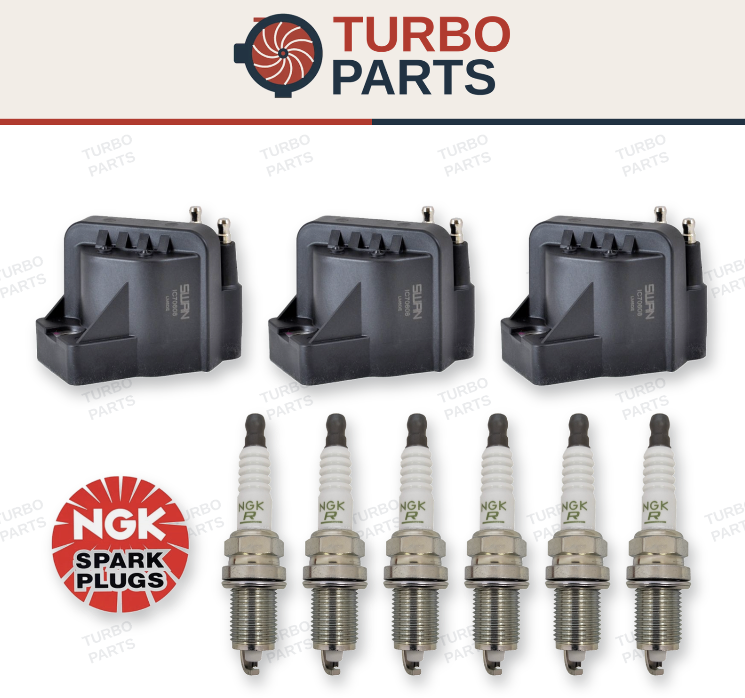 6x NGK Spark Plugs & 3x Swan Ignition Coil for Holden Commodore VS VT VY VX 3.8L