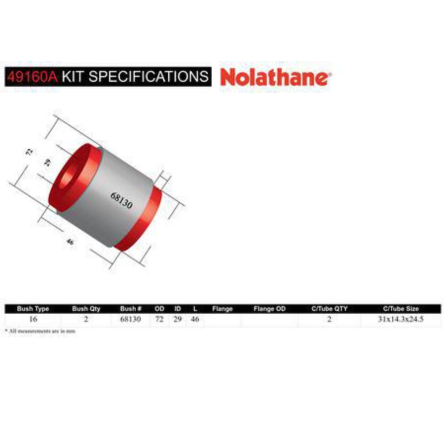 NOLATHANE Diff support bush Falcon BA BF FG Territory SX SY SZ - 49160A