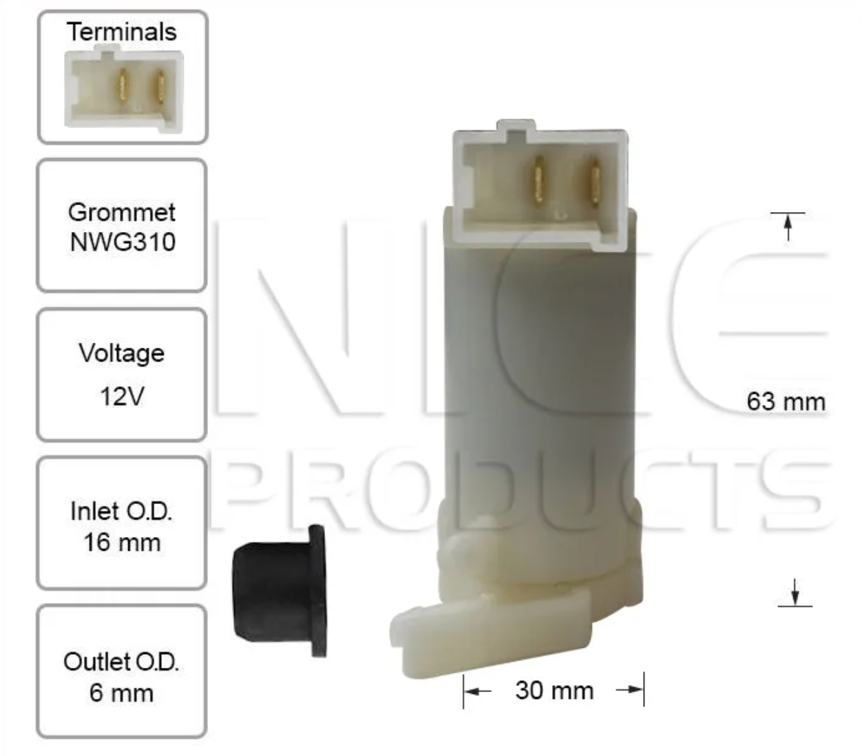 Rear Windscreen Washer Pump for Nissan Pathfinder R50 (09/95 – 01/05)