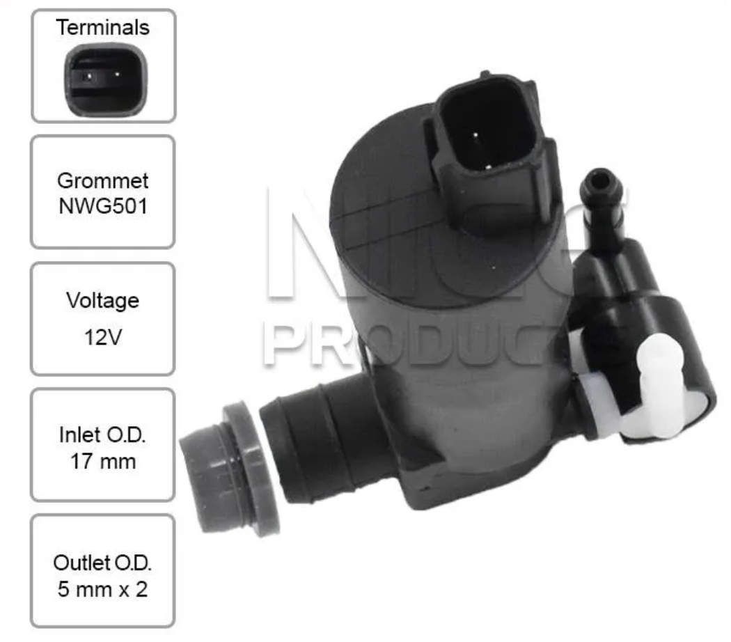Front Windscreen Washer Pump for Jaguar E-PACE X540 (09/17 – 2025)