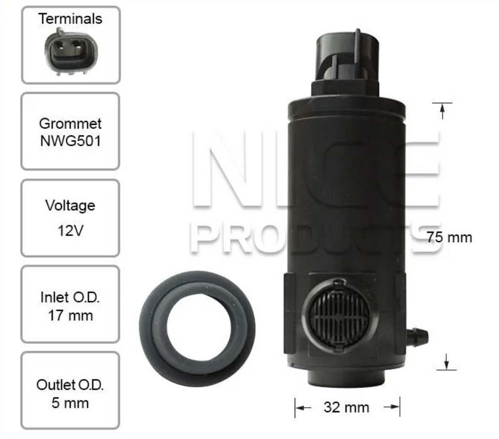 Front Windscreen Washer Pump for Toyota Commercial Hilux TGN126R (05/15 - 2021)