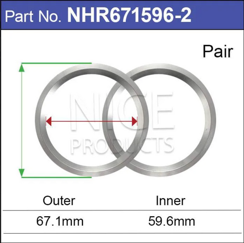 Aluminium Hub Rings (PAIR) 67.1mm
