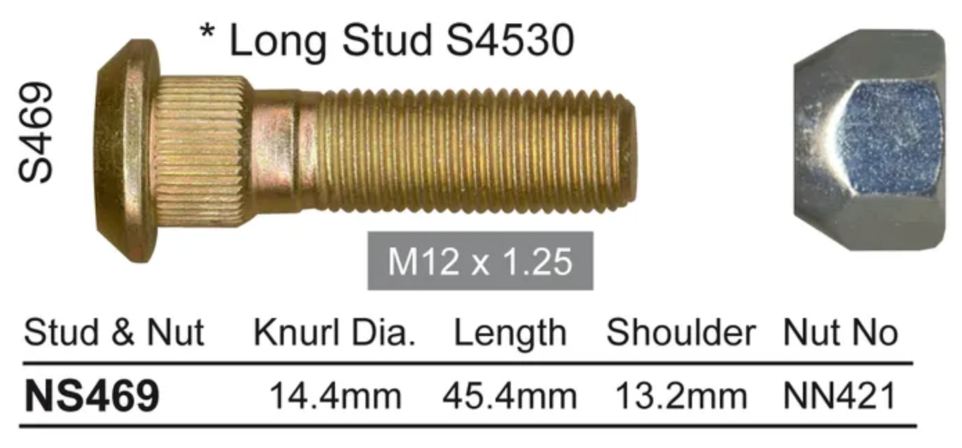 NICE Wheel Stud & Nut M12x1.25 43.5mm - NS469