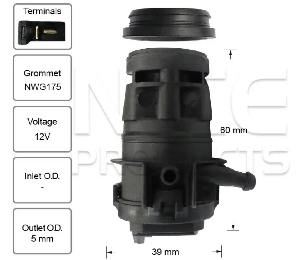 Rear Windscreen Washer Pump for Daihatsu Hi JET (01/99 – 2025)