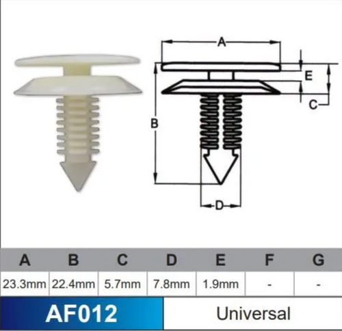 AF012-100 Trim Fasteners – Bag of 100