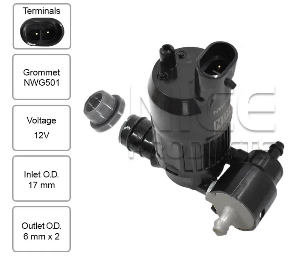 Front Windscreen Washer Pump for Nissan Urvan T22 (01/87 – 02/97)