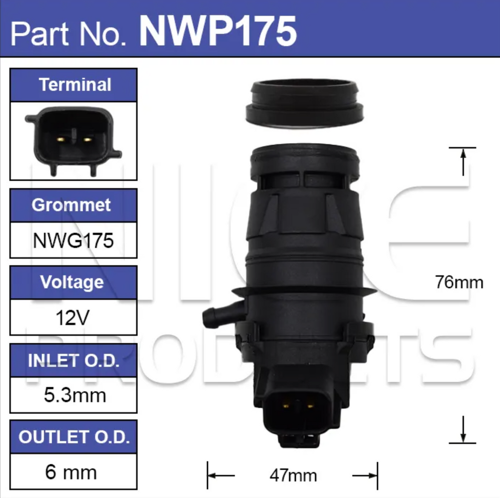 Windscreen Washer Pump for Hilux GGN KUN & Landcruiser 70 200 Series - NWP175