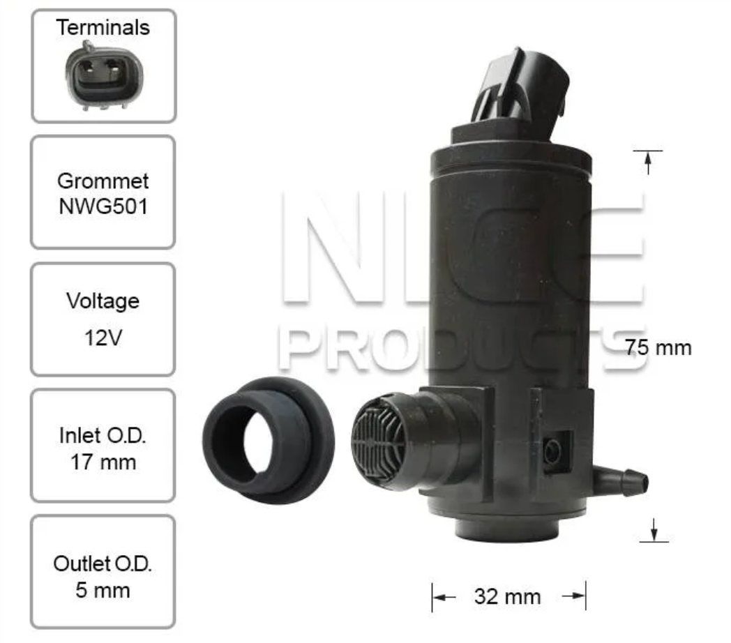 Front Windscreen Washer Pump for Toyota Commercial Hilux TGN121R (07/15 - 2021)