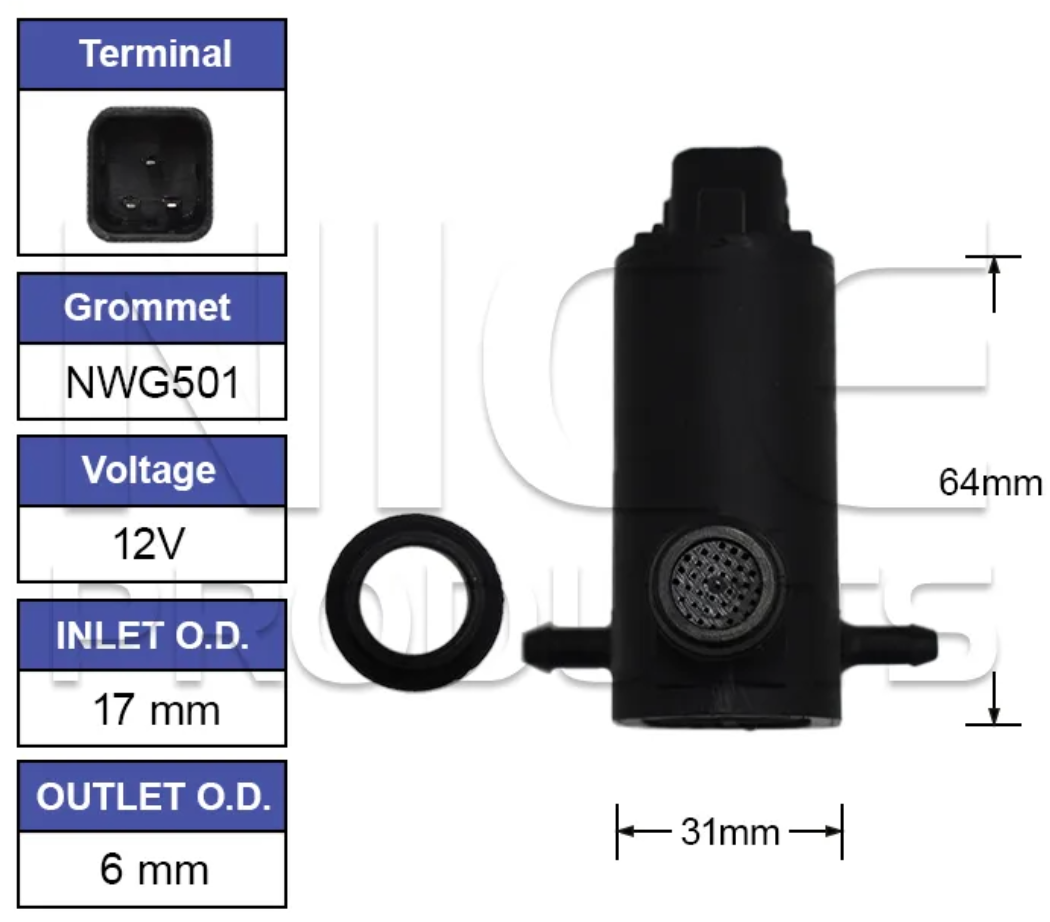 Front Windscreen Washer Pump for Kia Niro (12/18 – 2025)