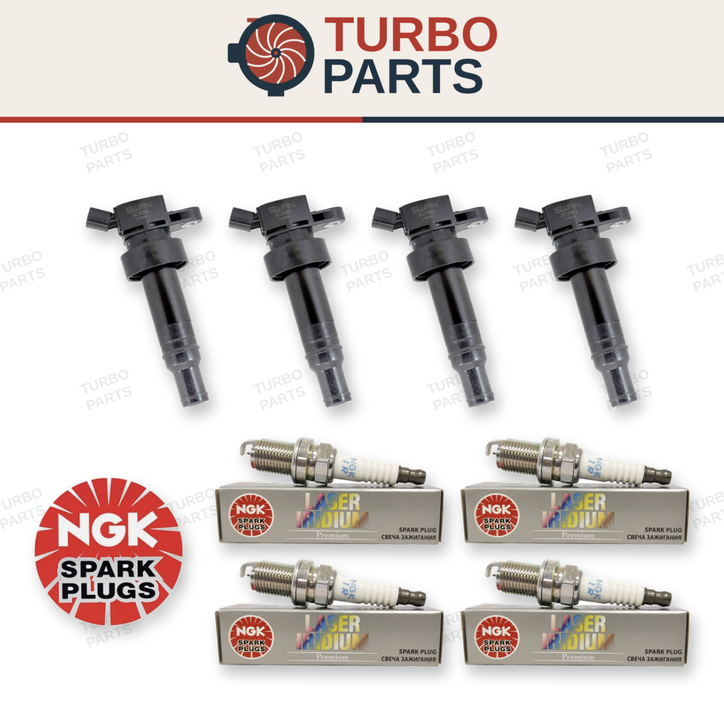 4x Swan Ignition Coil & NGK Spark Plugs for Hyundai Veloster SR Turbo 1.6L T-GDi