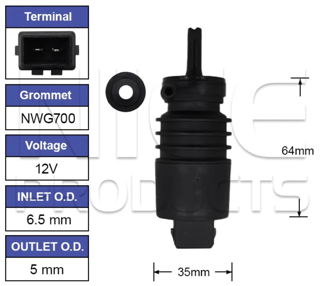 Front Windscreen Washer Pump for Holden Combo XC Without Rear Wiper