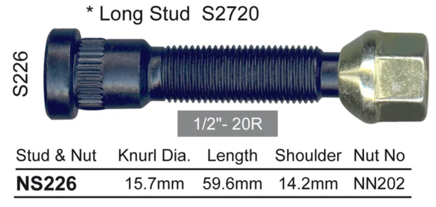 NICE Wheel Stud & Nut 1/2" 60.1mm - NS226