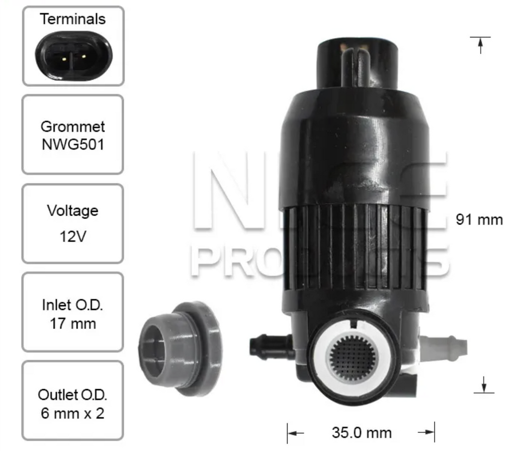 Front Windscreen Washer Pump for Nissan Pathfinder R52 (10/13 – 2022)
