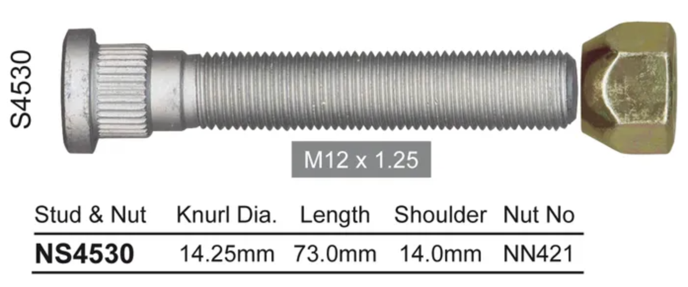 NICE Wheel Stud & Nut M12x1.25 73mm - NS4530