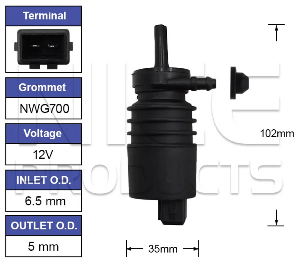 Front Windscreen Washer Pump for Fiat 500C (01/10 – 2025)