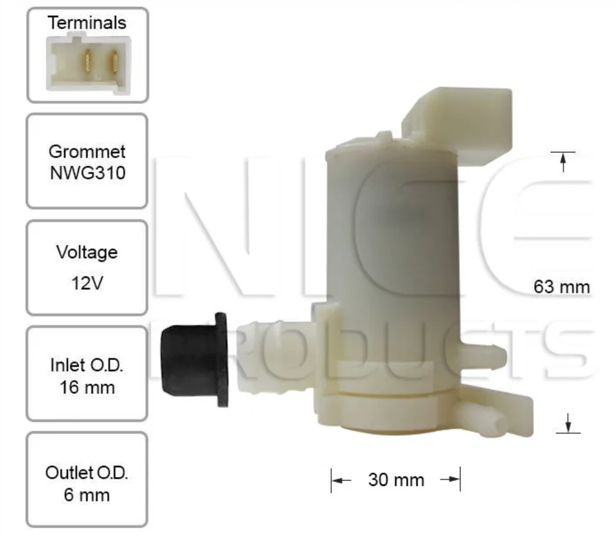 Rear Windscreen Washer Pump for Nissan X-Trail T30 (06/02 – 10/07)