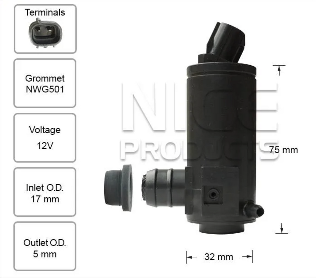 Front Windscreen Washer Pump for Kia Optima JF (11/15 – 2020)