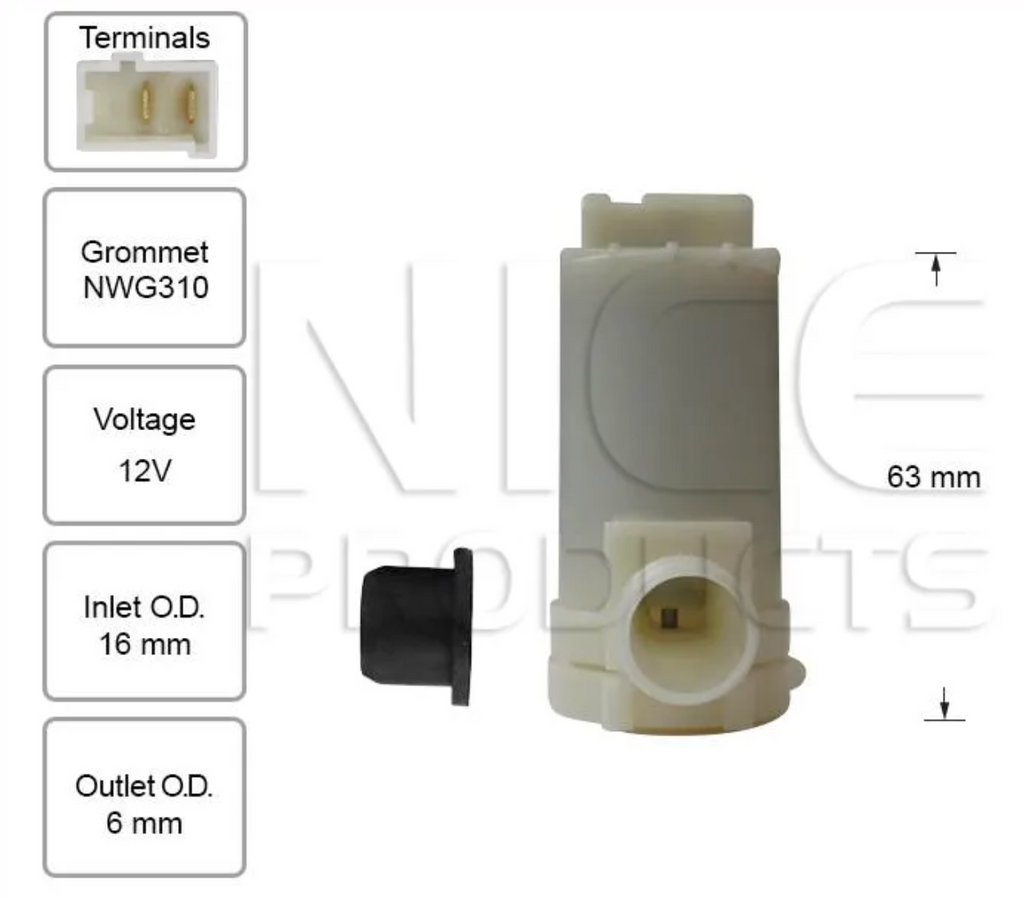 Rear Windscreen Washer Pump for Nissan X-Trail T30 (06/02 – 10/07)