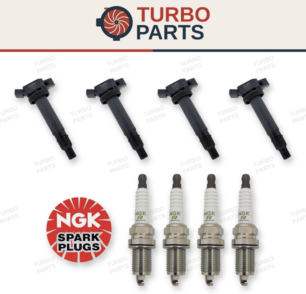 4x Genuine NGK Spark Plugs & 4x Swan Ignition Coils for Toyota Hilux TGN16R 2.7L
