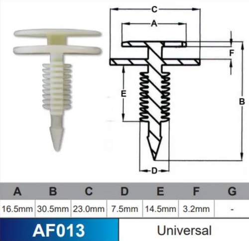 AF013-100 Trim Fasteners – Bag of 100