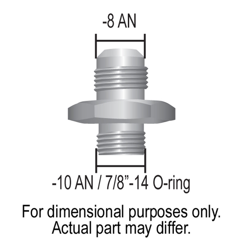 Derale Aluminum Cooler/Adapter Fitting -8AN x -10AN(7/8"-14) O-ring