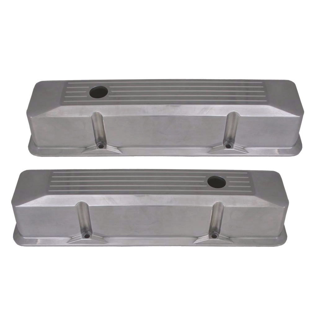 TFI Racing Valve Covers Tall Small Block Chev V8 Ball Milled Alum Recessed Style