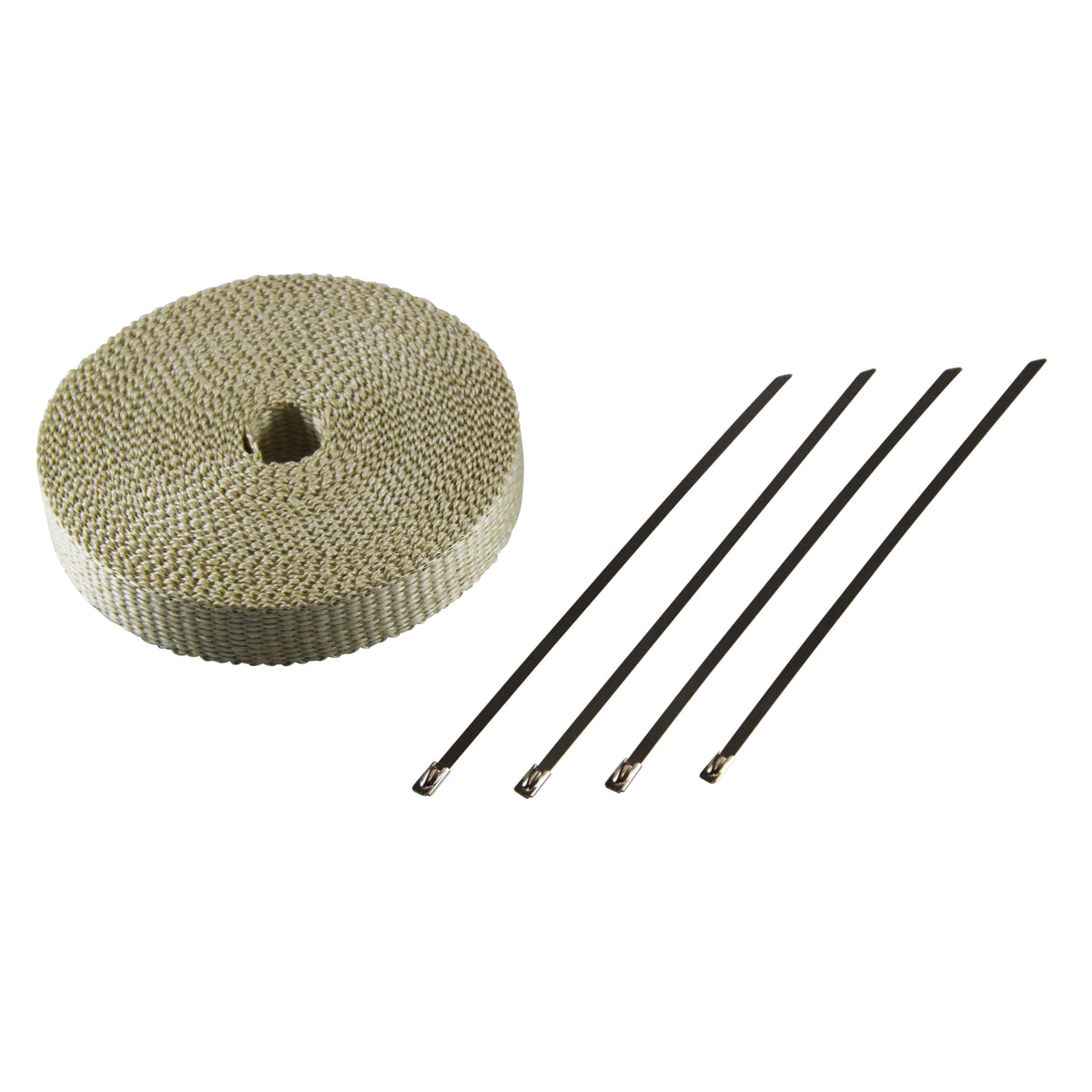 Heat Shield Exhaust Wrap 25mm(1") x 15mt(50ft) with 4 Lock Ties Rated 650⁰C