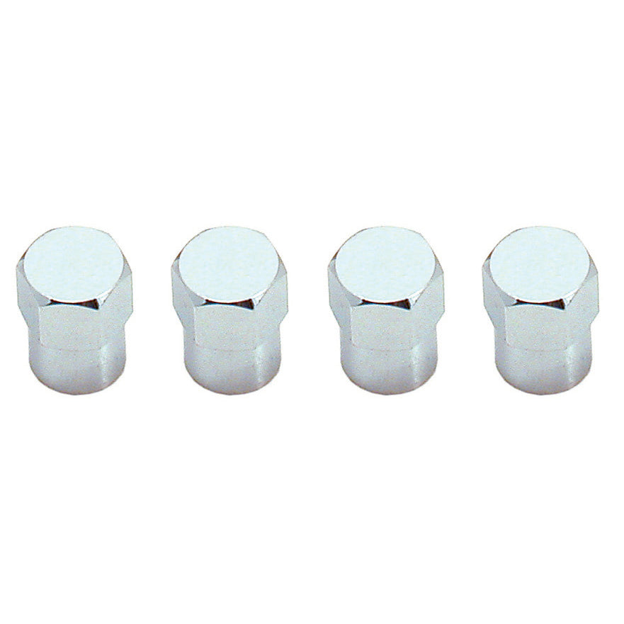TFI Racing Chrome Hex Tyre Valve Stem Caps Set of 4 Universal