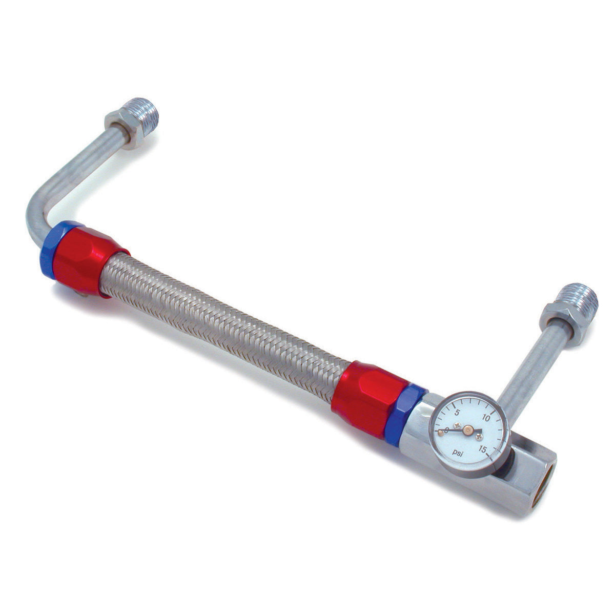 TFI Racing Dual Feed Fuel Line Red/Blue fittings adjustable Holley 15psi Gauge