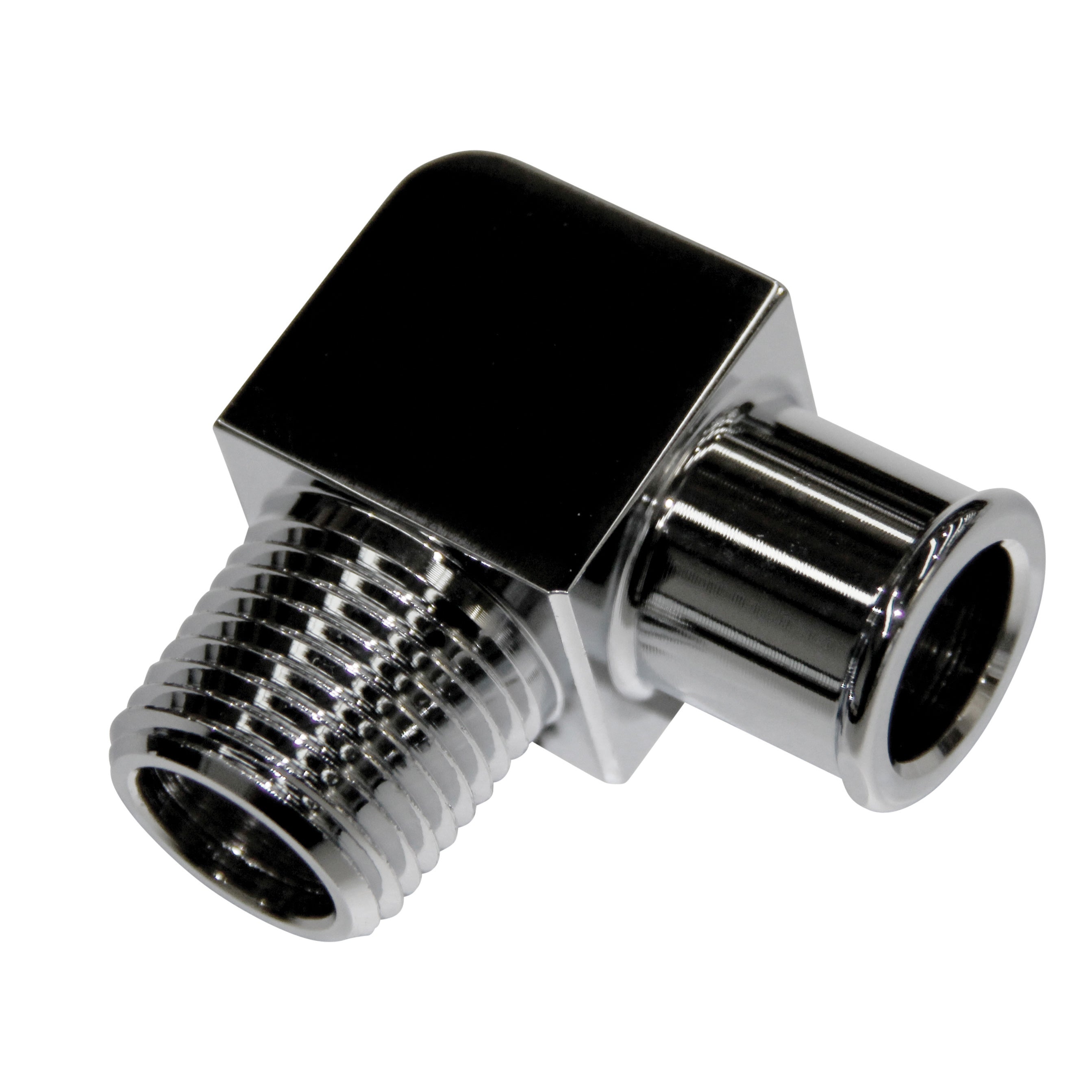 TFI Racing Chrome Aluminium Fitting 90 Degree 3/4" Barb Male x 1/2" NPT Thread