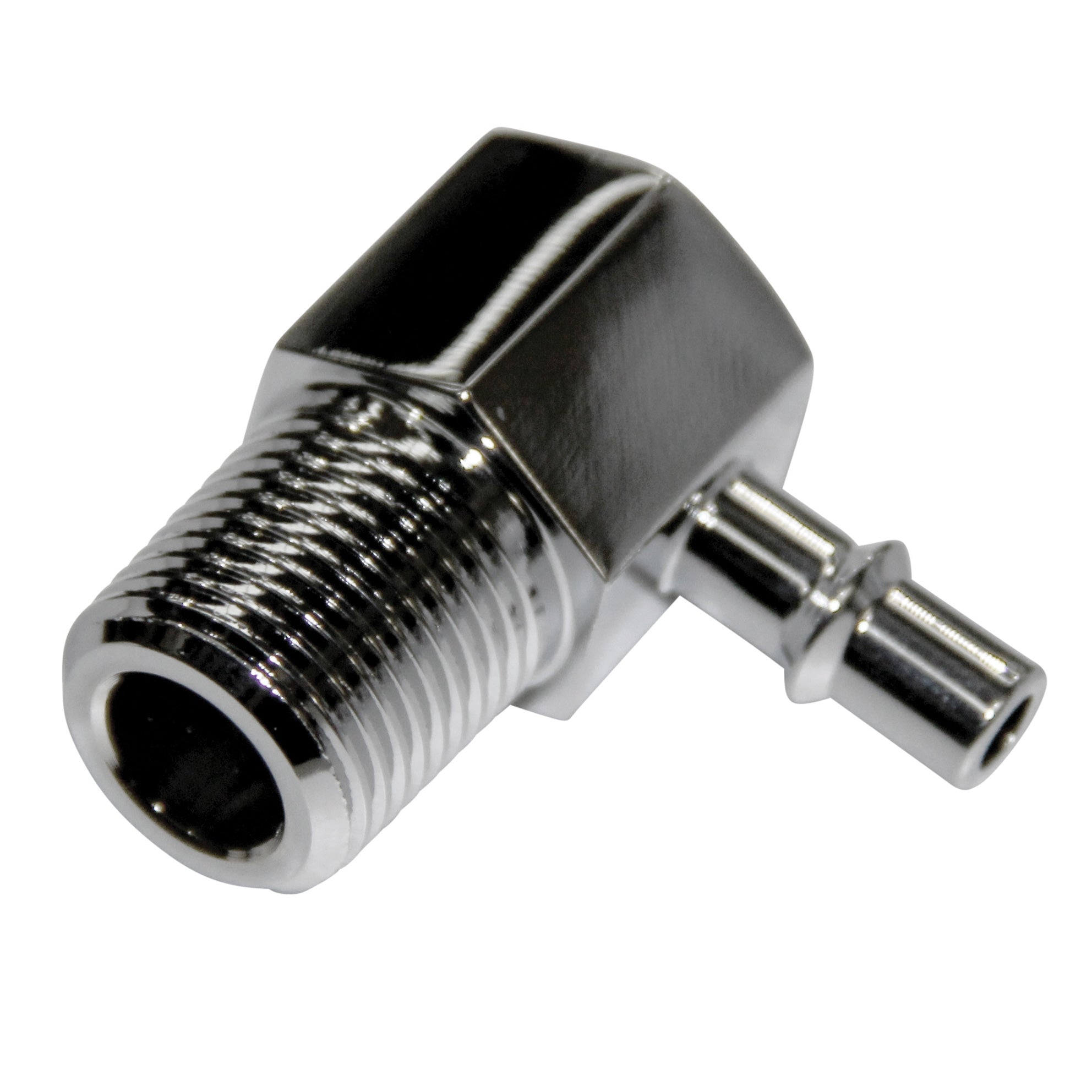 TFI Racing Chrome Aluminium Fitting 90 Degree 1/4" Barb Male x 3/8" NPT Thread