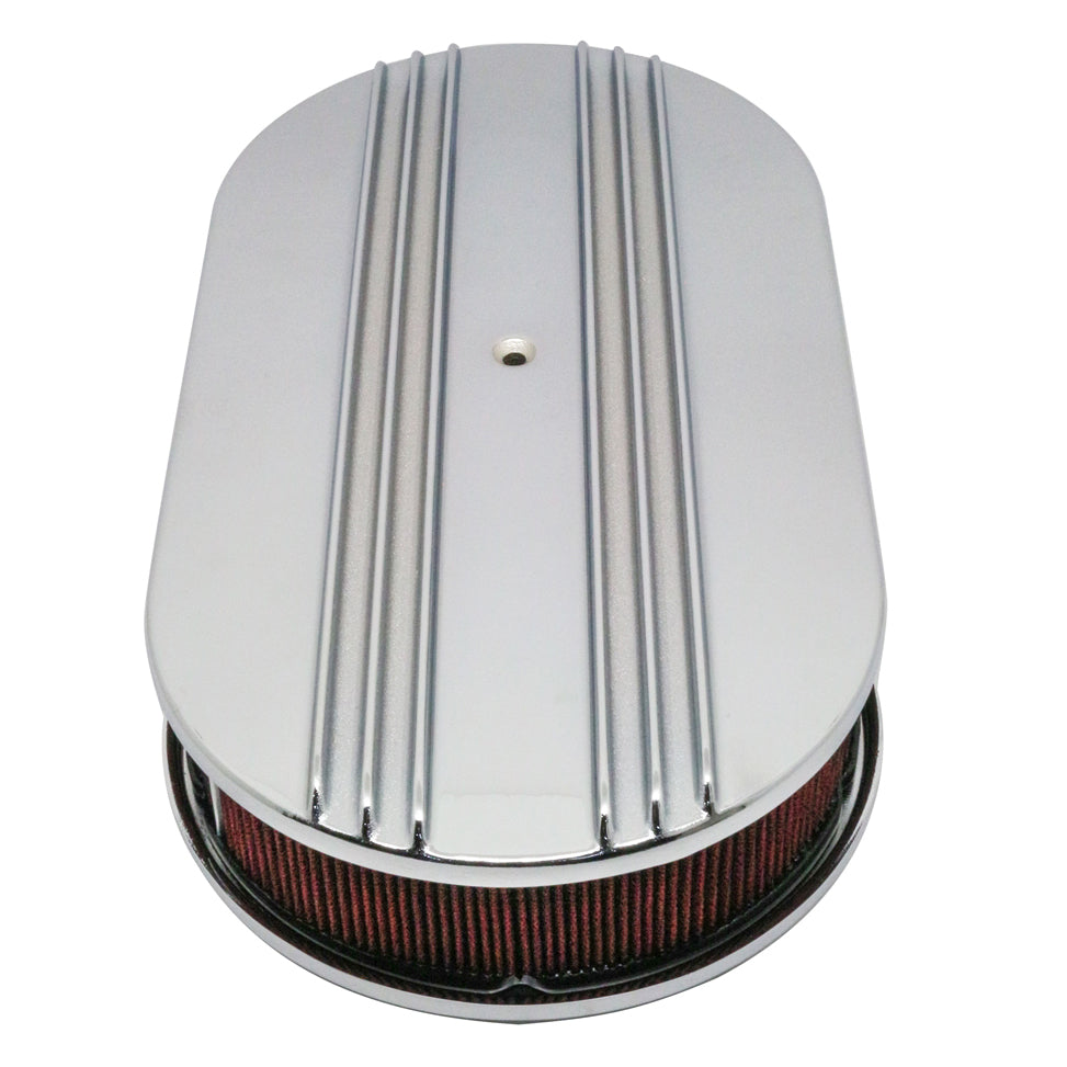 TFI Racing Oval Dual Centre Finned Air Cleaner 15" x 2" Holley Edelbrock