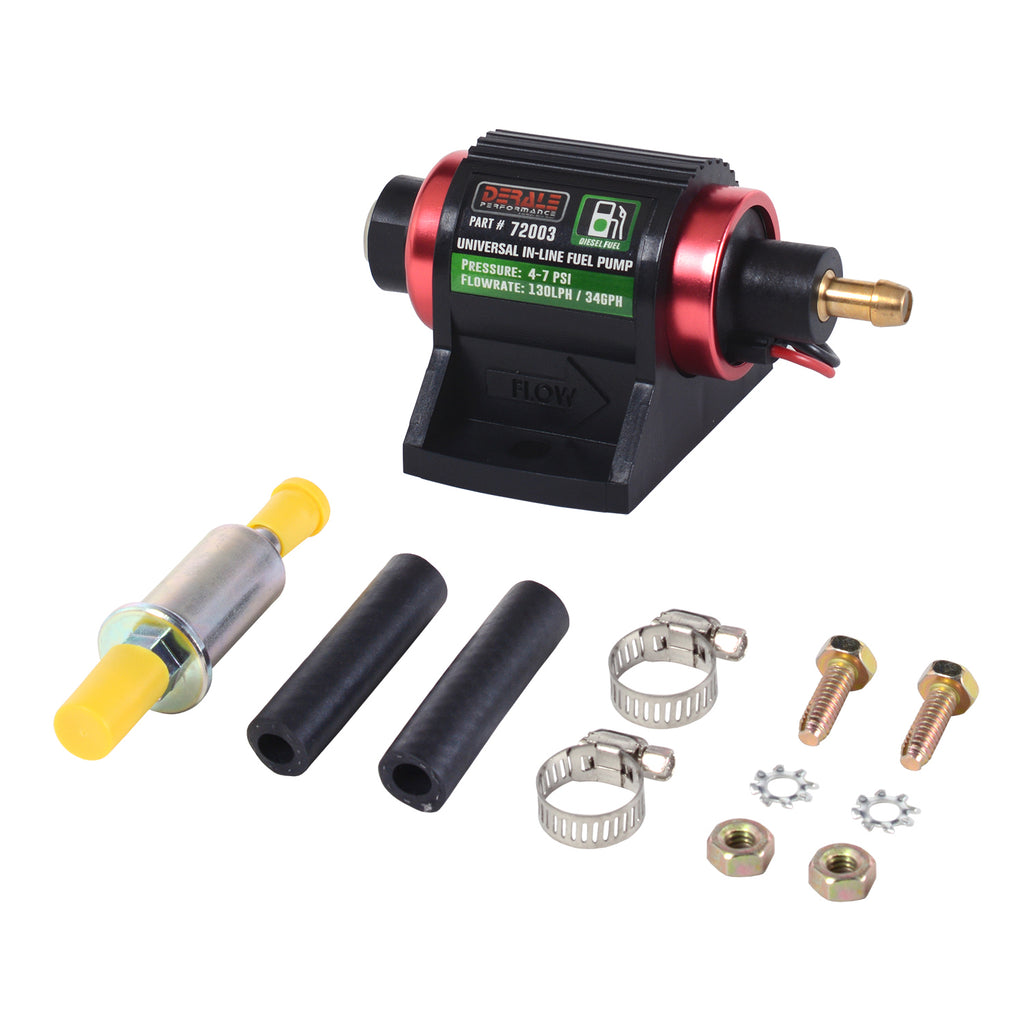 Derale Universal In Line Fuel Pump (Diesel) 130LPH 4-7 PSI