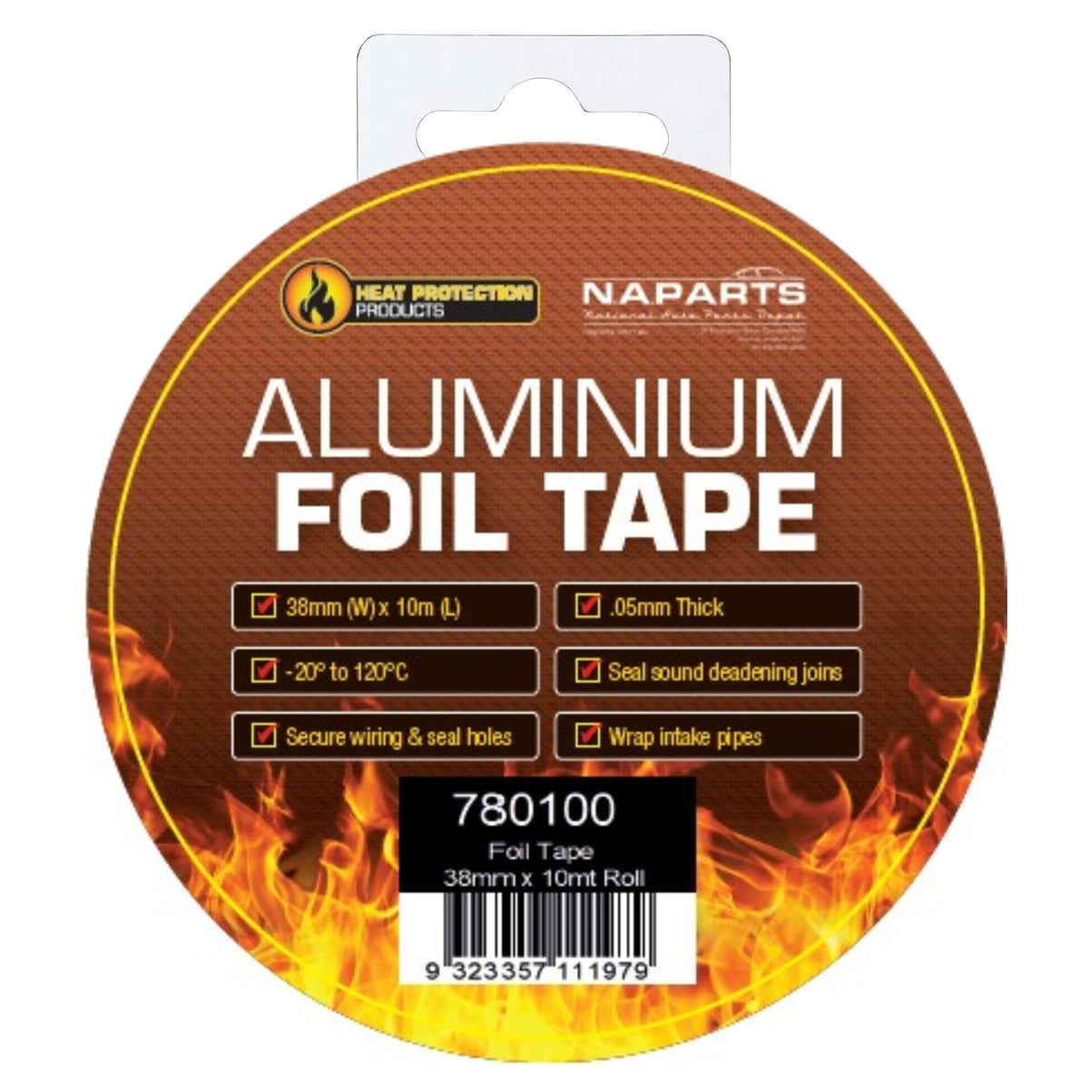 Heat Protection Aluminium Foil Tape 38mm x 10M Roll - Silver