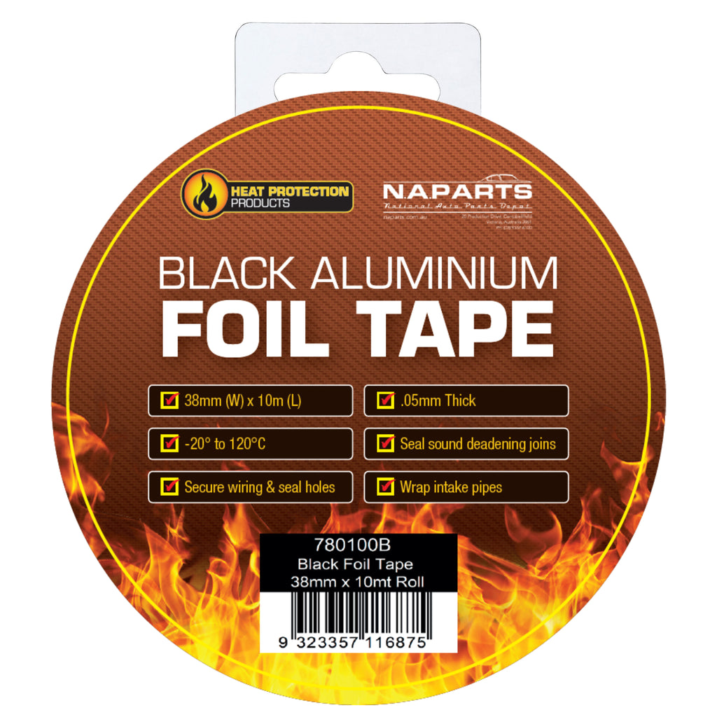 Heat Protection Aluminium Foil Tape 38mm x 10M Roll - Black