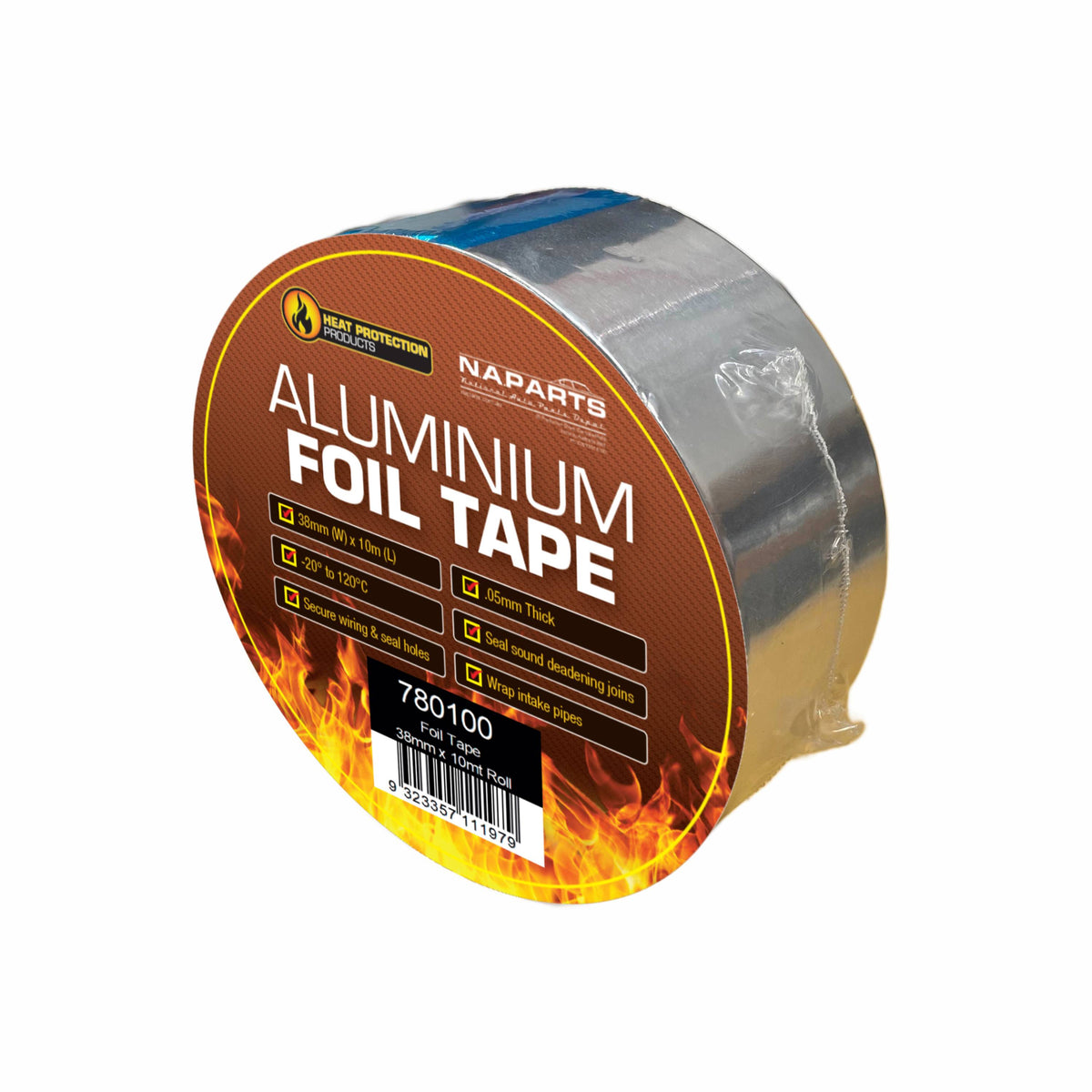 Heat Protection Aluminium Foil Tape 38mm x 10M Roll - Silver
